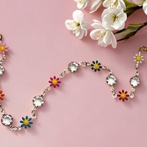 Multicolor Floral Crystal Link Bracelet - Women Jewelry
